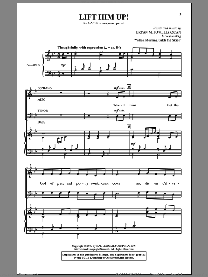 Lift Him Up! sheet music for choir (SATB: soprano, alto, tenor, bass) by Bryan M. Powell, intermediate skill level