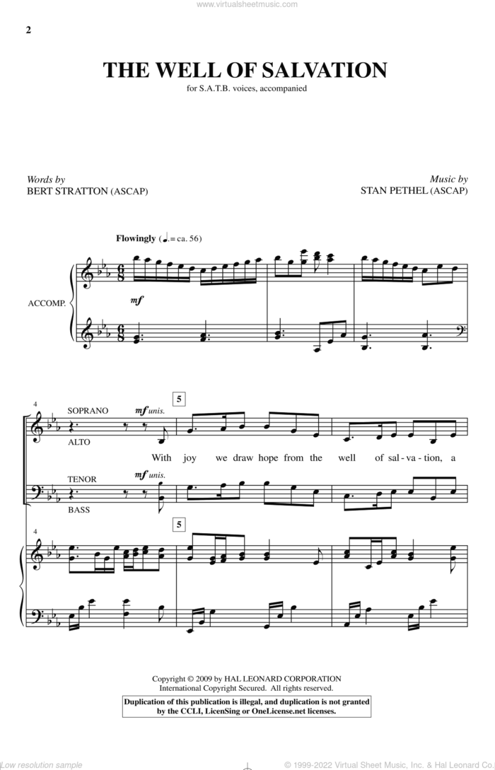 The Well Of Salvation sheet music for choir (SATB: soprano, alto, tenor, bass) by Stan Pethel and Bert Stratton, intermediate skill level