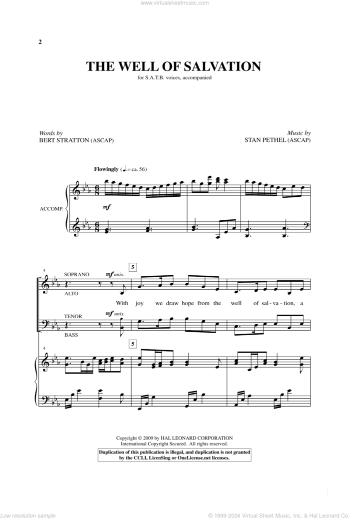 The Well Of Salvation sheet music for choir (SATB: soprano, alto, tenor, bass) by Stan Pethel and Bert Stratton, intermediate skill level