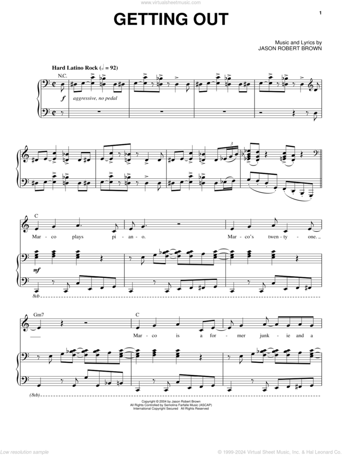 Getting Out (from Wearing Someone Else's Clothes) sheet music for voice and piano by Jason Robert Brown, intermediate skill level