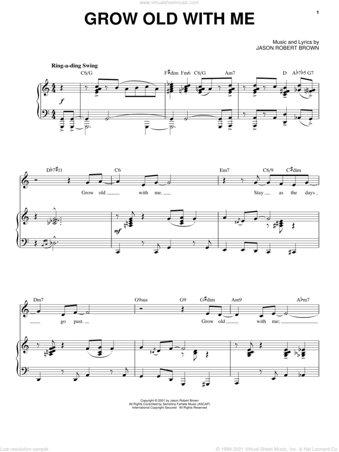 Grow Old With Me (from Wearing Someone Else's Clothes) sheet music for voice and piano by Jason Robert Brown, intermediate skill level