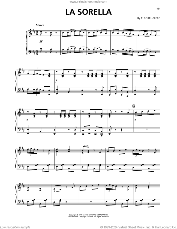 La Sorella sheet music for piano solo by C. Borel-Clerc, classical score, intermediate skill level