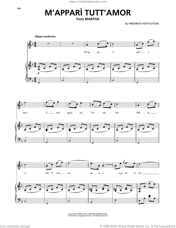 M'Appari Tutt' Amor sheet music for voice, piano or guitar by Friedrich von Flotow, intermediate skill level
