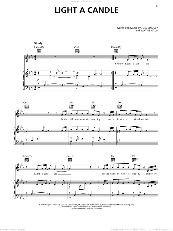 Light A Candle sheet music for voice, piano or guitar by Avalon, Joel Lindsey and Wayne Haun, intermediate skill level