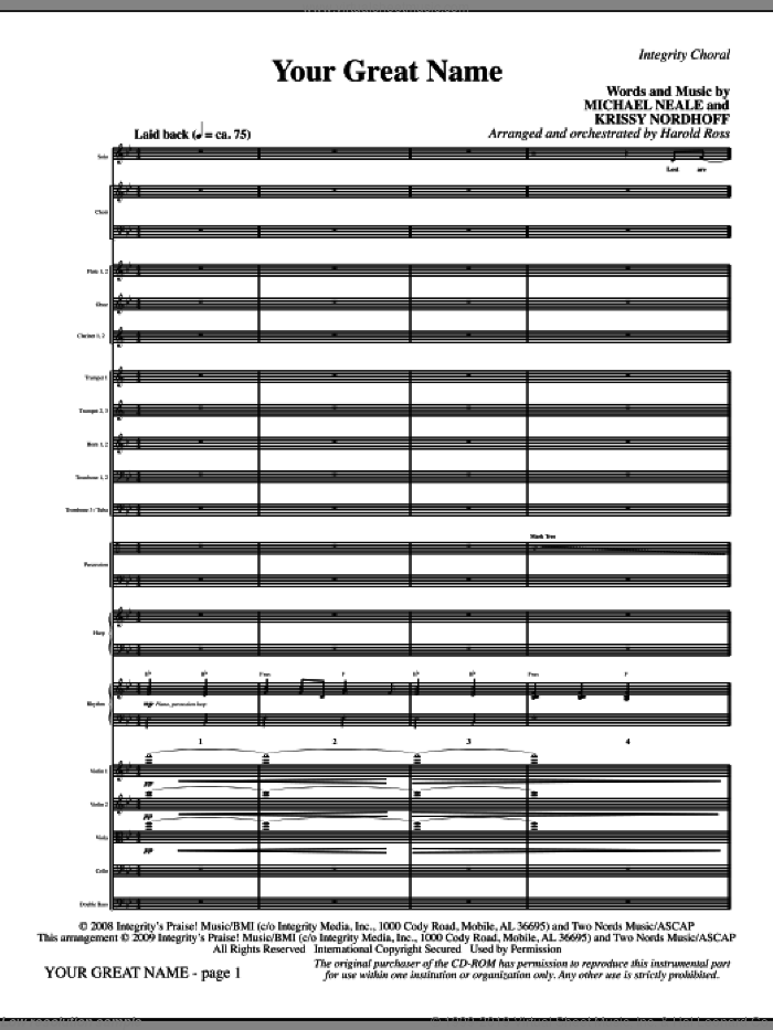 Your Great Name (COMPLETE) sheet music for orchestra/band (Orchestra) by Harold Ross, Krissy Nordhoff and Michael Neale, intermediate skill level