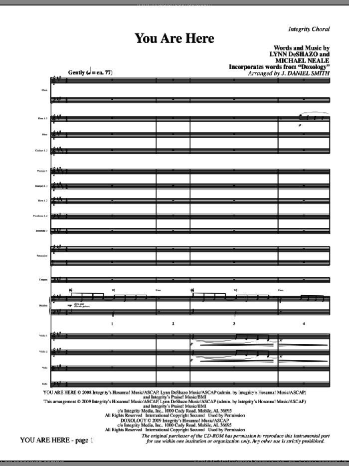 You Are Here (incorporating Doxology) (COMPLETE) sheet music for orchestra/band (Orchestra) by Lynn DeShazo, J. Daniel Smith and Michael Neale, intermediate skill level
