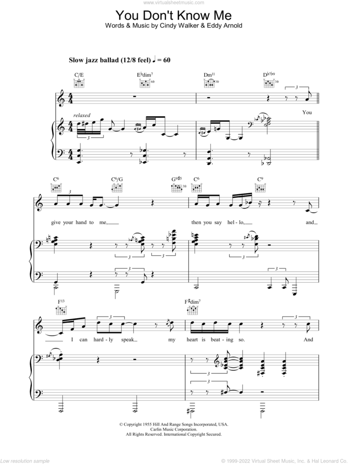 You Don't Know Me sheet music for voice, piano or guitar by Harry Connick Jr., intermediate skill level