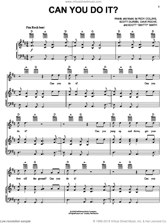 Can You Do It? sheet music for voice, piano or guitar by Imagination Movers, Dave Poche, Rich Collins, Scott 'Smitty' Smith and Scott Durbin, intermediate skill level