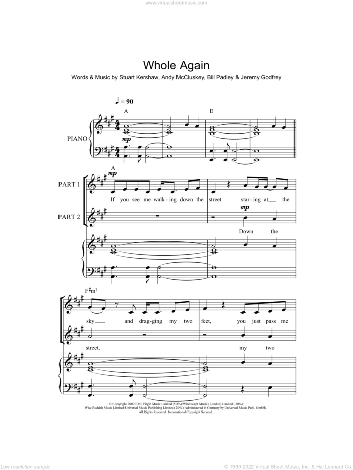 Whole Again (arr. Rick Hein) sheet music for choir (2-Part) by Atomic Kitten, Rick Hein, Andy McCluskey, Bill Padley, Jem Godfrey and Stuart Kershaw, intermediate duet