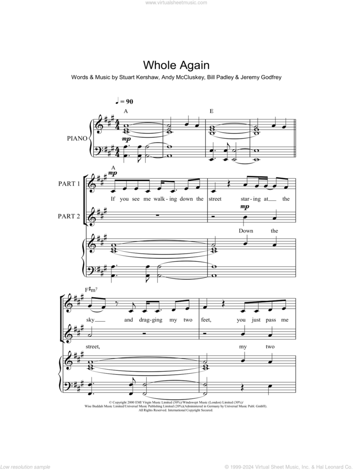 Whole Again (arr. Rick Hein) sheet music for choir (2-Part) by Atomic Kitten, Rick Hein, Andy McCluskey, Bill Padley, Jem Godfrey and Stuart Kershaw, intermediate duet