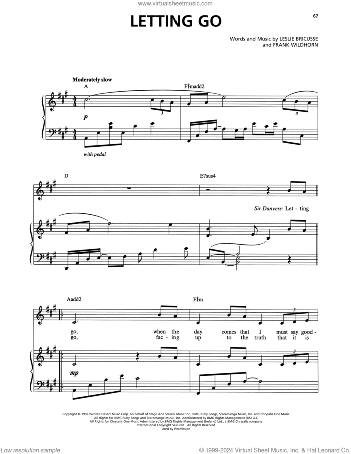Letting Go (from Jekyll and Hyde) sheet music for voice and piano by Leslie Bricusse, Frank Wildhorn and Frank Wildhorn & Leslie Bricusse, intermediate skill level