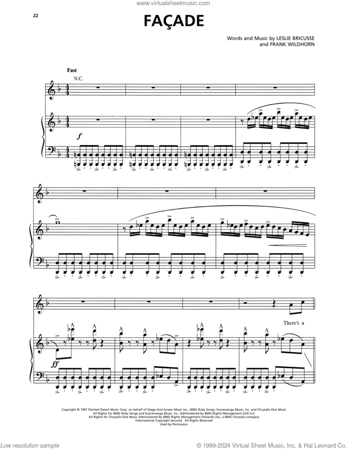 Facade (from Jekyll and Hyde) sheet music for voice and piano by Leslie Bricusse, Frank Wildhorn and Frank Wildhorn & Leslie Bricusse, intermediate skill level