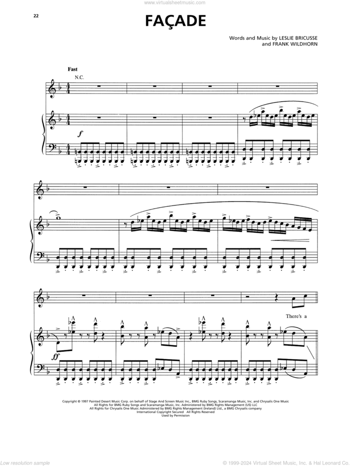 Facade (from Jekyll and Hyde) sheet music for voice and piano by Leslie Bricusse, Frank Wildhorn and Frank Wildhorn & Leslie Bricusse, intermediate skill level