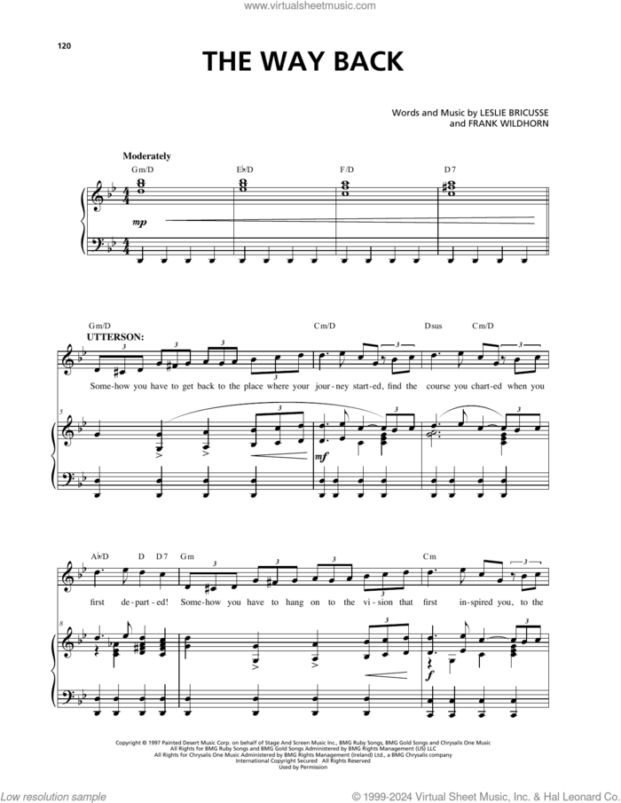The Way Back (from Jekyll and Hyde) sheet music for voice and piano by Leslie Bricusse, Frank Wildhorn and Frank Wildhorn & Leslie Bricusse, intermediate skill level