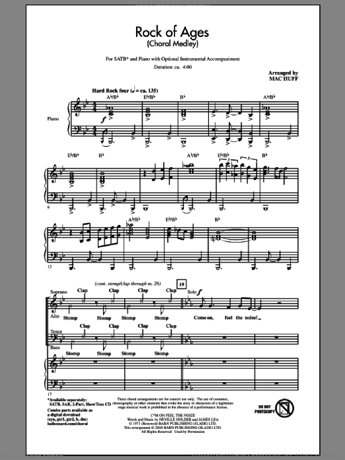 Rock Of Ages (Choral Medley) sheet music for choir (SATB: soprano, alto, tenor, bass) by Mac Huff, intermediate skill level