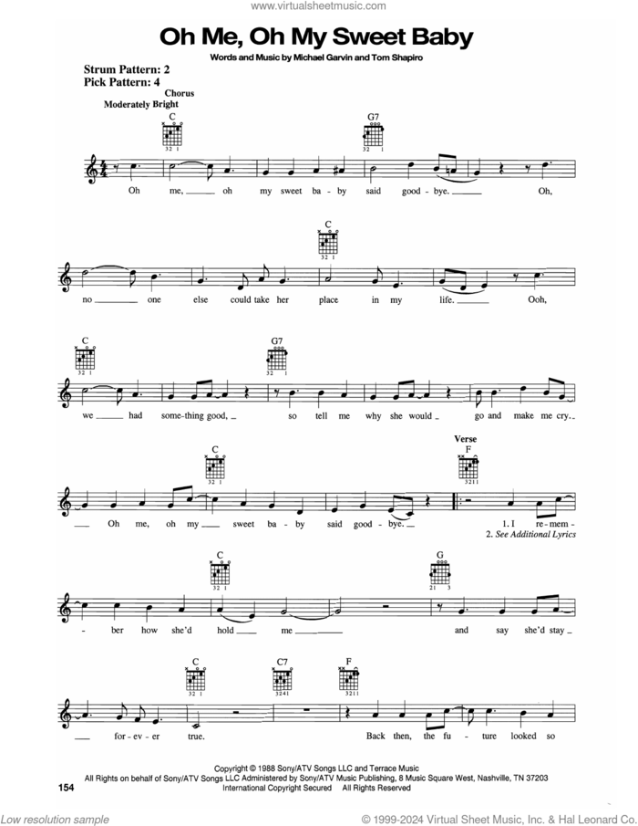 Oh Me, Oh My Sweet Baby sheet music for guitar solo (chords) by Diamond Rio, Michael Garvin and Tom Shapiro, easy guitar (chords)