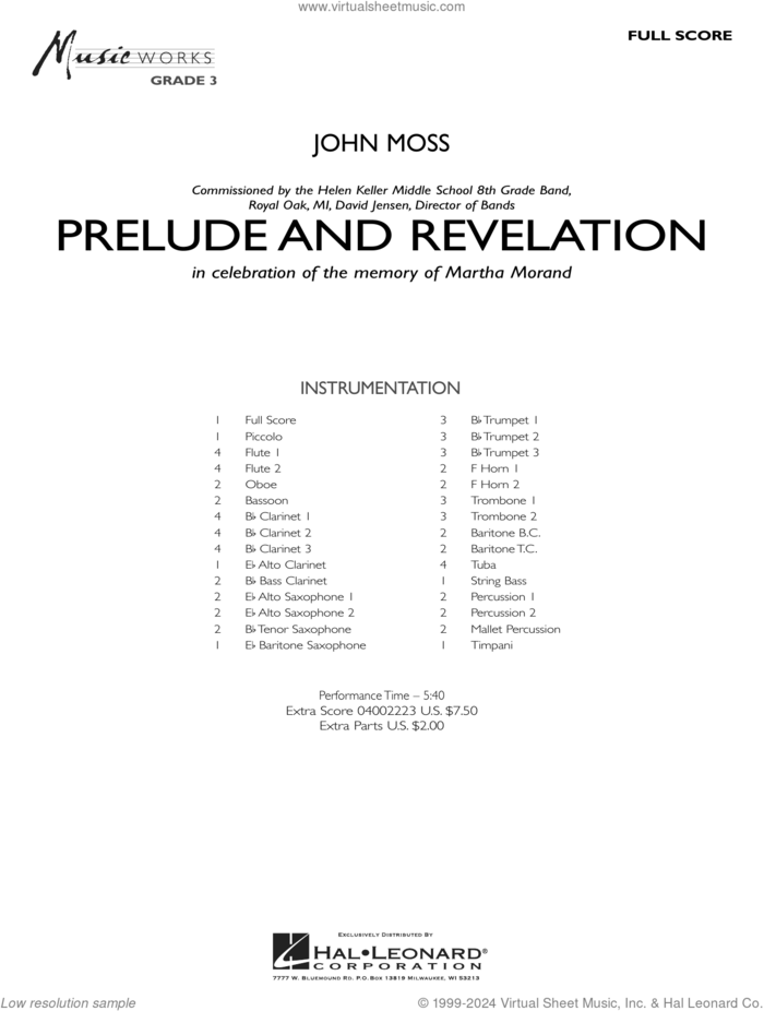 Prelude and Revelation (COMPLETE) sheet music for concert band by John Moss, intermediate skill level