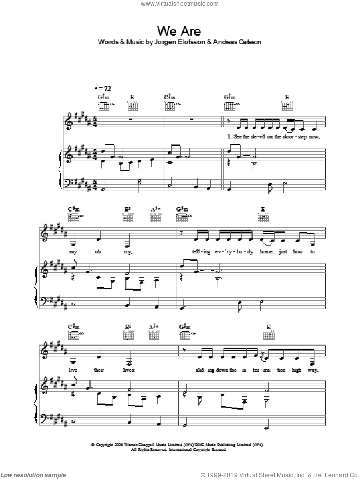 We Are (from Spider-Man 2) sheet music for voice, piano or guitar by Ana Johnsson, intermediate skill level