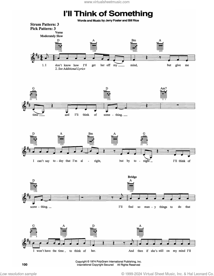 I'll Think Of Something sheet music for guitar solo (chords) by Mark Chesnutt, Bill Rice and Jerry Foster, easy guitar (chords)