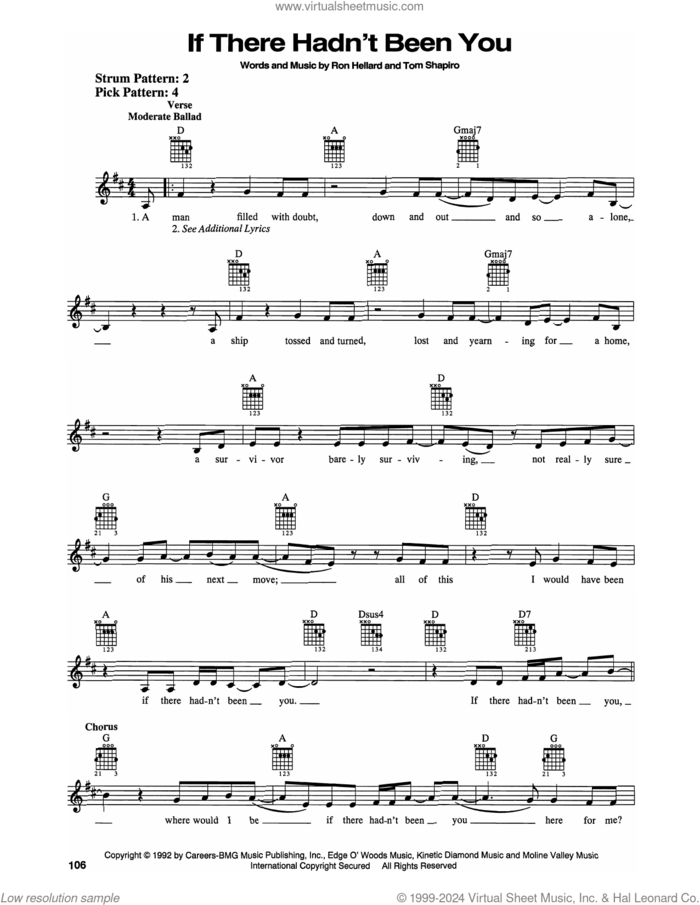 If There Hadn't Been You sheet music for guitar solo (chords) by Billy Dean, Ron Hellard and Tom Shapiro, easy guitar (chords)