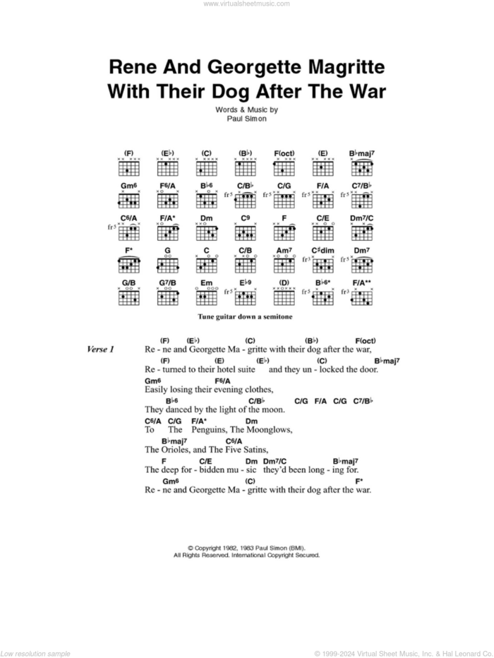 Rene And Georgette Magritte With Their Dog After The War sheet music for guitar (chords) by Paul Simon, intermediate skill level