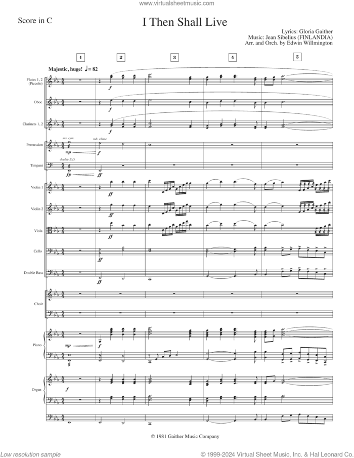 I Then Shall Live (COMPLETE) sheet music for orchestra/band (chamber ensemble) by Edwin Willmington, Gloria Gaither and Jean Sibelius, intermediate skill level