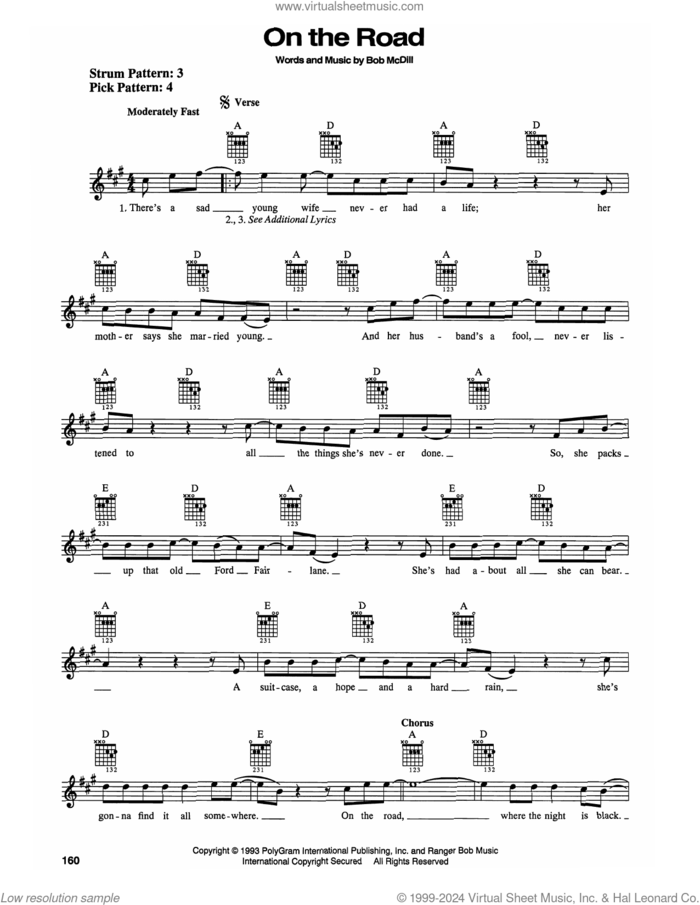 On The Road sheet music for guitar solo (chords) by Lee Roy Parnell and Bob McDill, easy guitar (chords)