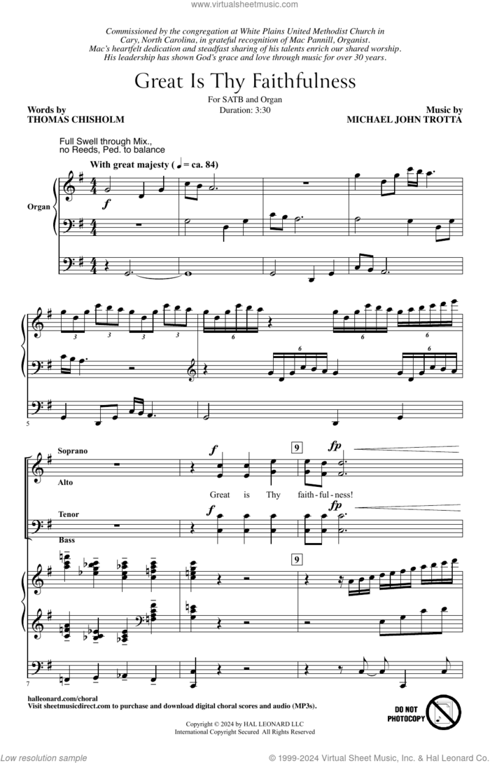 Great Is Thy Faithfulness sheet music for choir (SATB: soprano, alto, tenor, bass) by Michael John Trotta and Thomas O. Chisholm, intermediate skill level