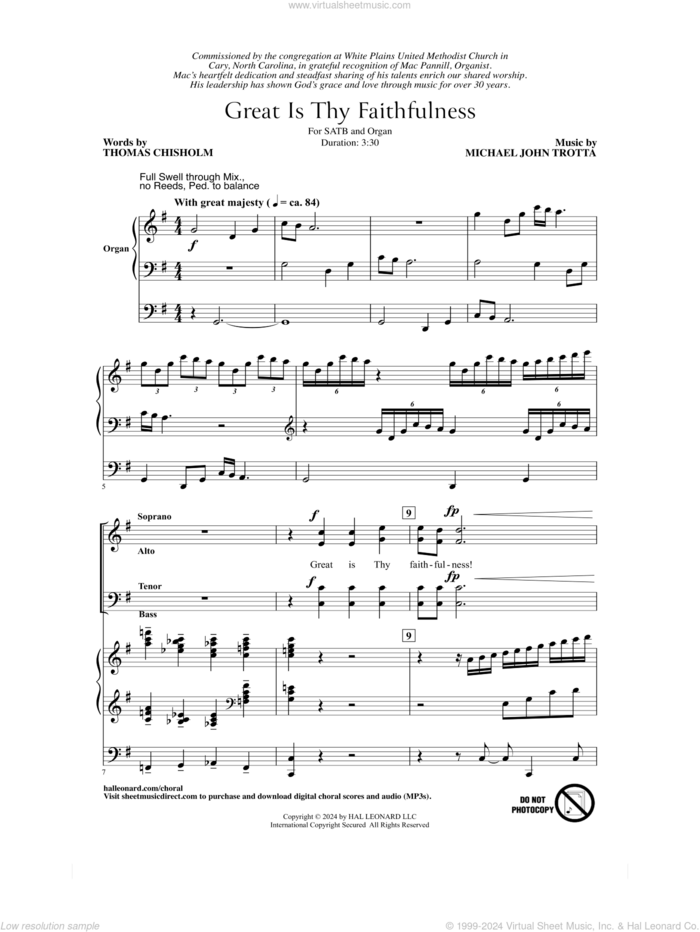 Great Is Thy Faithfulness sheet music for choir (SATB: soprano, alto, tenor, bass) by Michael John Trotta and Thomas O. Chisholm, intermediate skill level