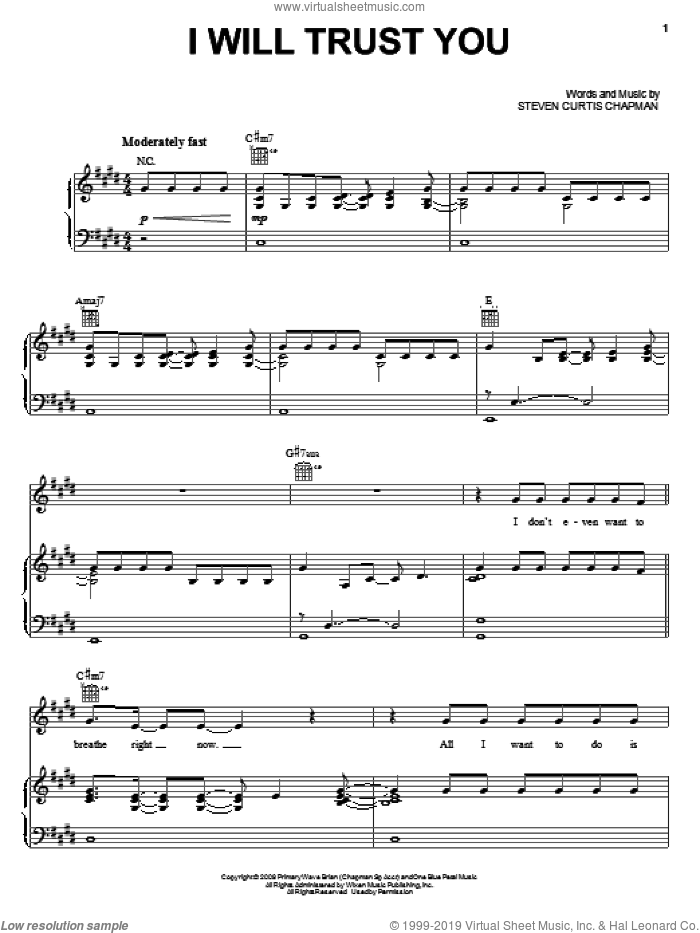 I Will Trust You sheet music for voice, piano or guitar by Steven Curtis Chapman, intermediate skill level