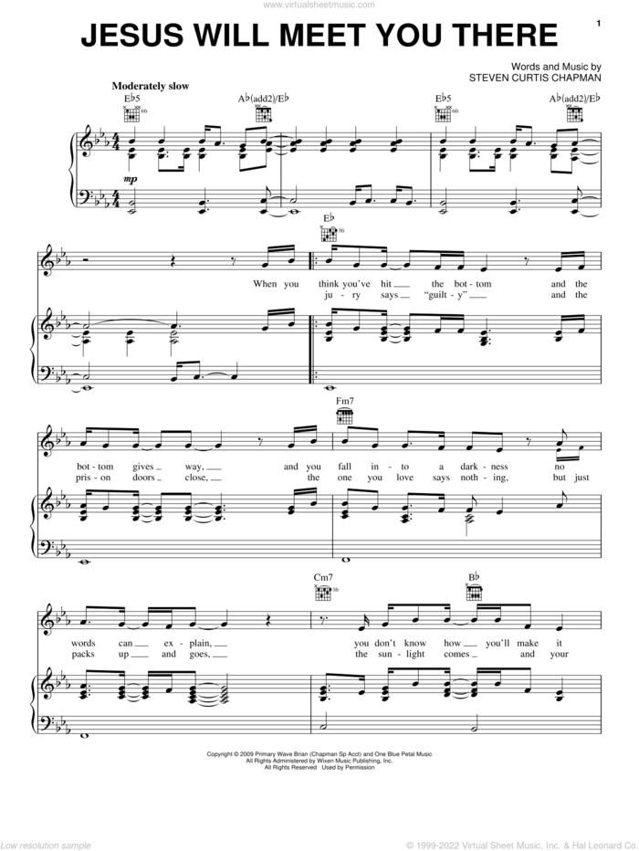 Jesus Will Meet You There sheet music for voice, piano or guitar by Steven Curtis Chapman, intermediate skill level