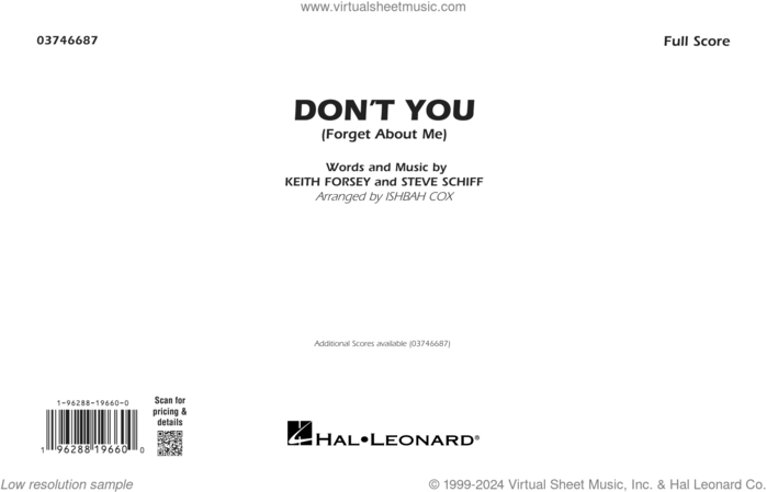 Don't You (Forget About Me) (arr. Ishbah Cox) (COMPLETE) sheet music for marching band by Ishbah Cox, Keith Forsey, Simple Minds and Steve Schiff, intermediate skill level