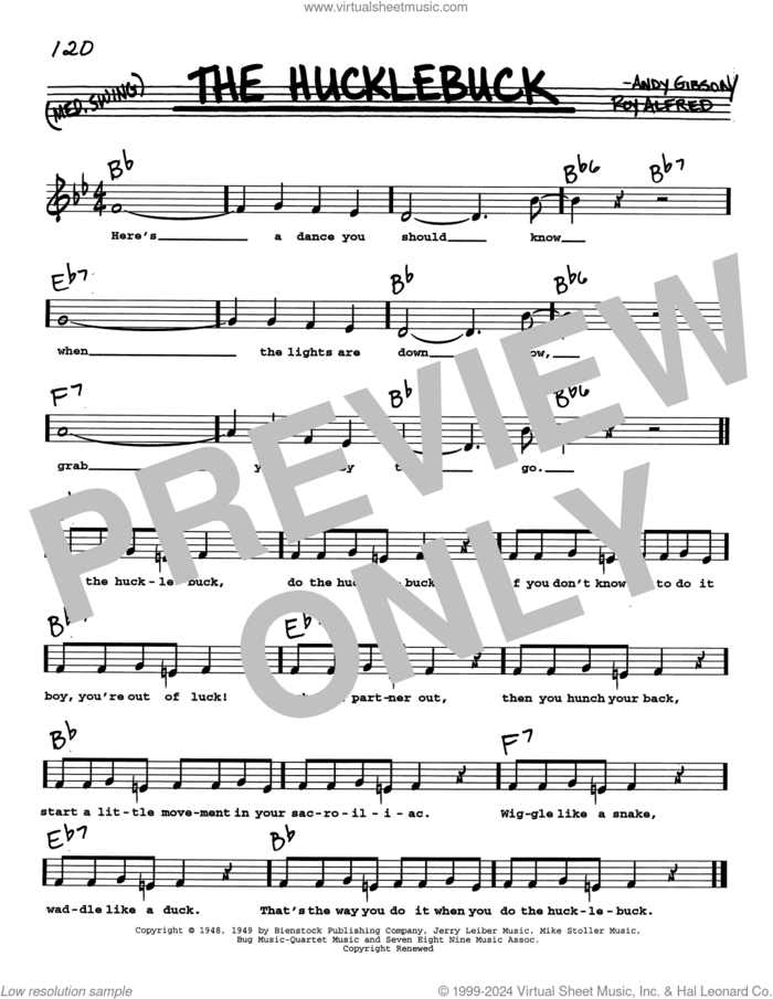 The Hucklebuck (Low Voice) sheet music for voice and other instruments (real book with lyrics) by Roy Alfred and Andy Gibson, intermediate skill level