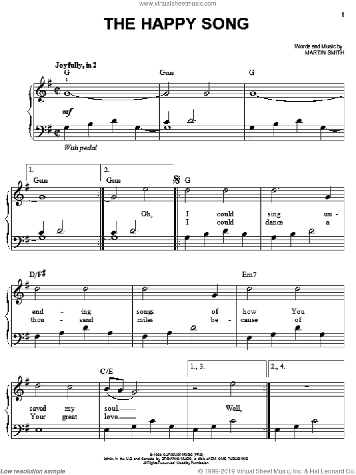 The Happy Song sheet music for piano solo by Delirious? and Martin Smith, easy skill level