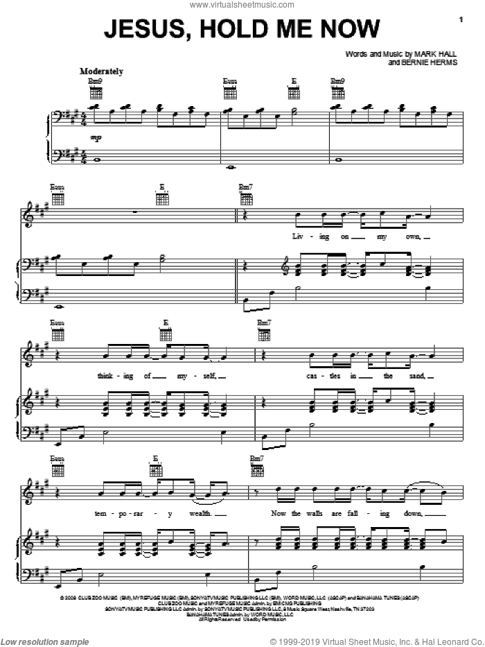 Jesus, Hold Me Now sheet music for voice, piano or guitar by Casting Crowns, Bernie Herms and Mark Hall, intermediate skill level
