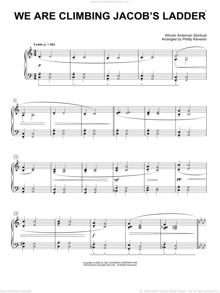 We Are Climbing Jacob's Ladder (arr. Phillip Keveren) sheet music for piano solo  and Phillip Keveren, intermediate skill level