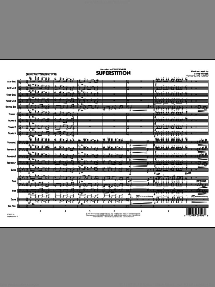 Superstition (COMPLETE) sheet music for jazz band by Stevie Wonder and Mike Tomaro, intermediate skill level