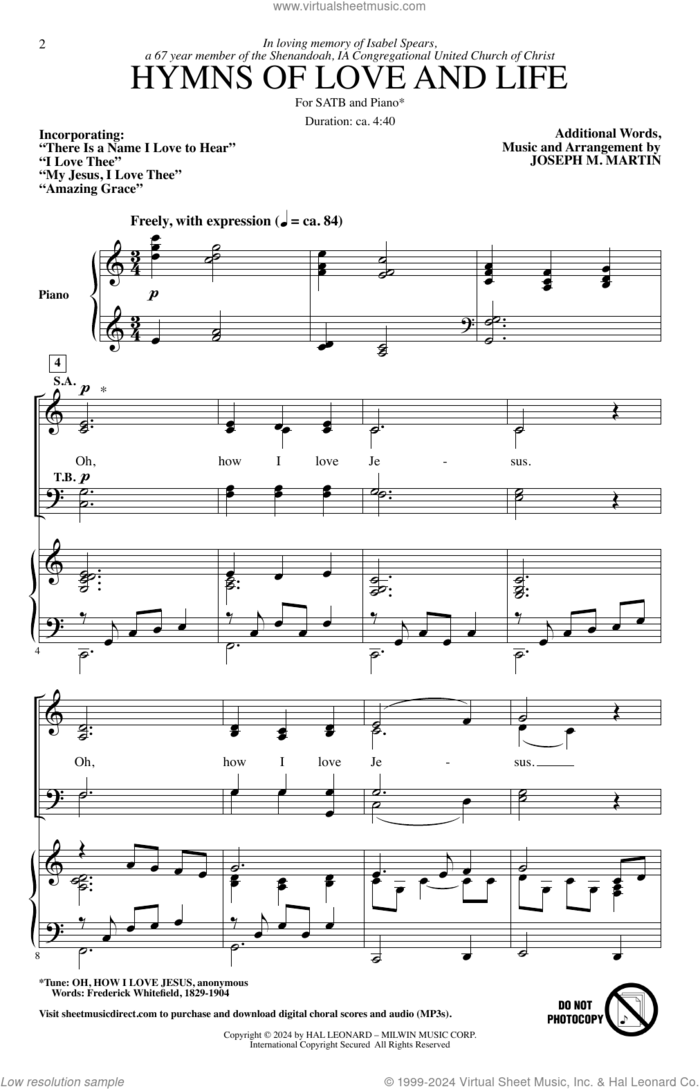 Hymns Of Love And Life sheet music for choir (SATB: soprano, alto, tenor, bass) by Joseph M. Martin, intermediate skill level