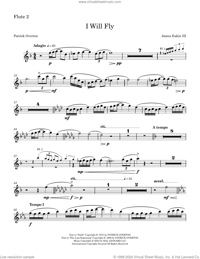 I Will Fly sheet music for orchestra/band (flute 2) by James Eakin III, James Eakin and Patrick Overton, intermediate skill level