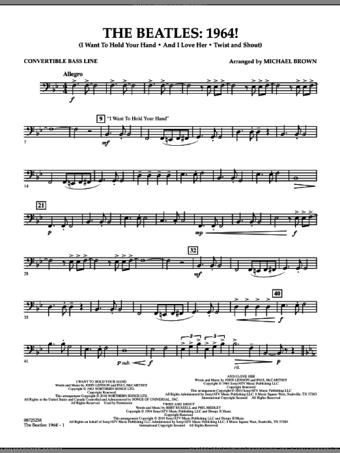 The Beatles, 1964! sheet music for concert band (convertible bass line) by The Beatles and Michael Brown, intermediate skill level