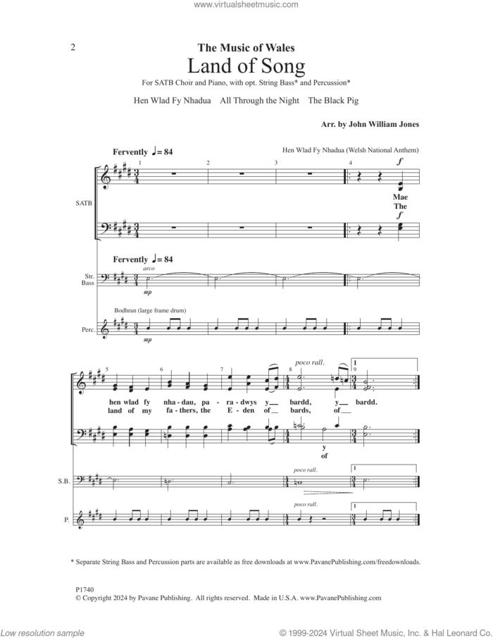 Land Of Song sheet music for choir (SATB: soprano, alto, tenor, bass) by John Williams Jones, intermediate skill level