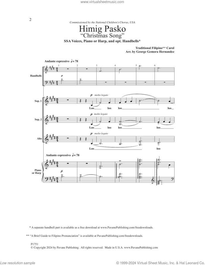Himig Pasko (arr. George G. Hernandez) sheet music for choir (SSA: soprano, alto) by Filipino Folk Song and George G. Hernandez, intermediate skill level
