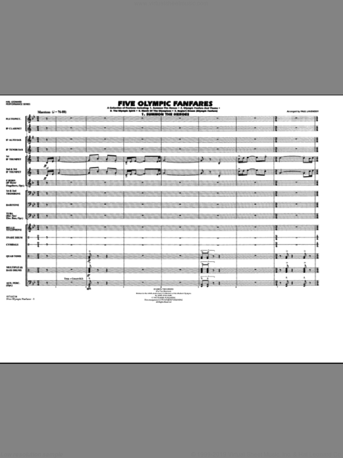 Five Olympic Fanfares (COMPLETE) sheet music for marching band by Paul Lavender, intermediate skill level