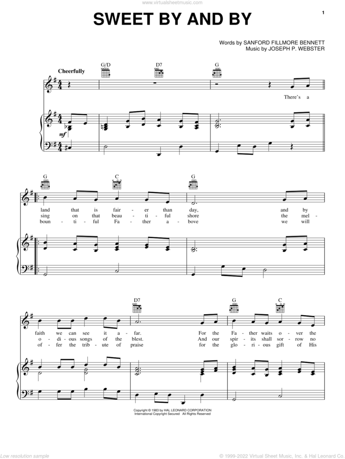 Sweet By And By sheet music for voice, piano or guitar by Randy Travis, Joseph P. Webster and Sanford Fillmore Bennett, intermediate skill level