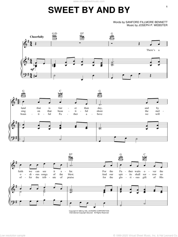 Sweet By And By sheet music for voice, piano or guitar by Randy Travis, Joseph P. Webster and Sanford Fillmore Bennett, intermediate skill level