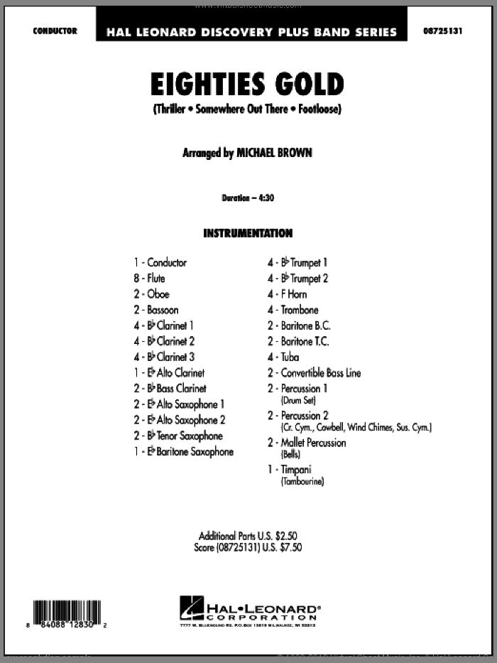 Eighties Gold (COMPLETE) sheet music for concert band by Michael Brown, intermediate skill level