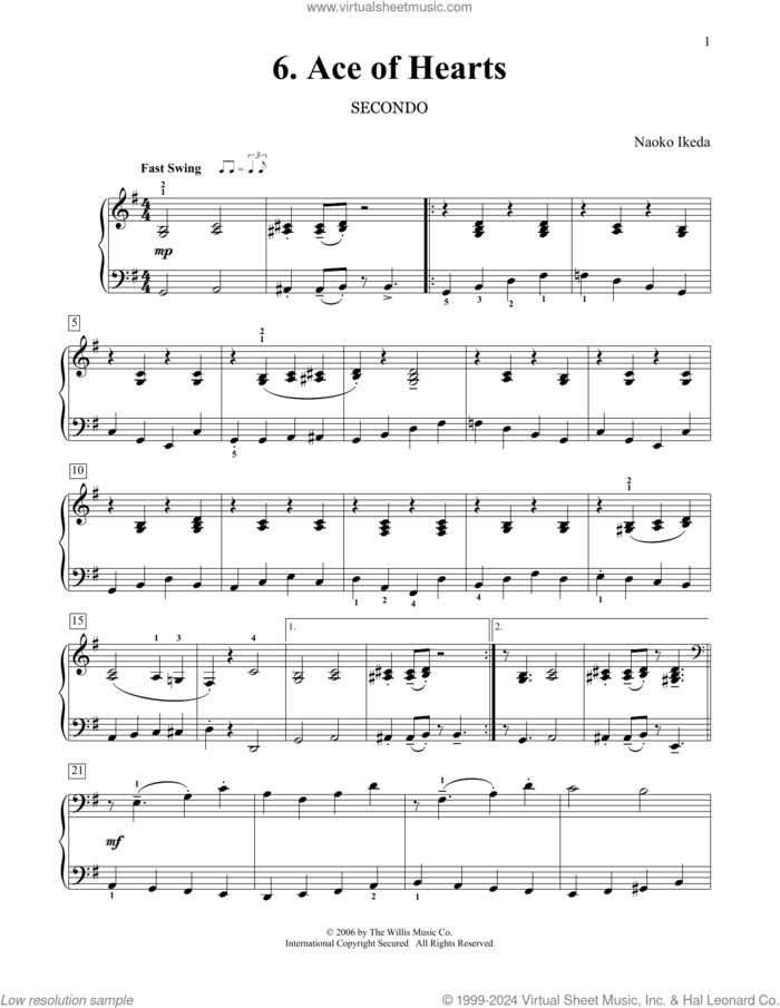 Ace Of Hearts sheet music for piano four hands by Naoko Ikeda, intermediate skill level