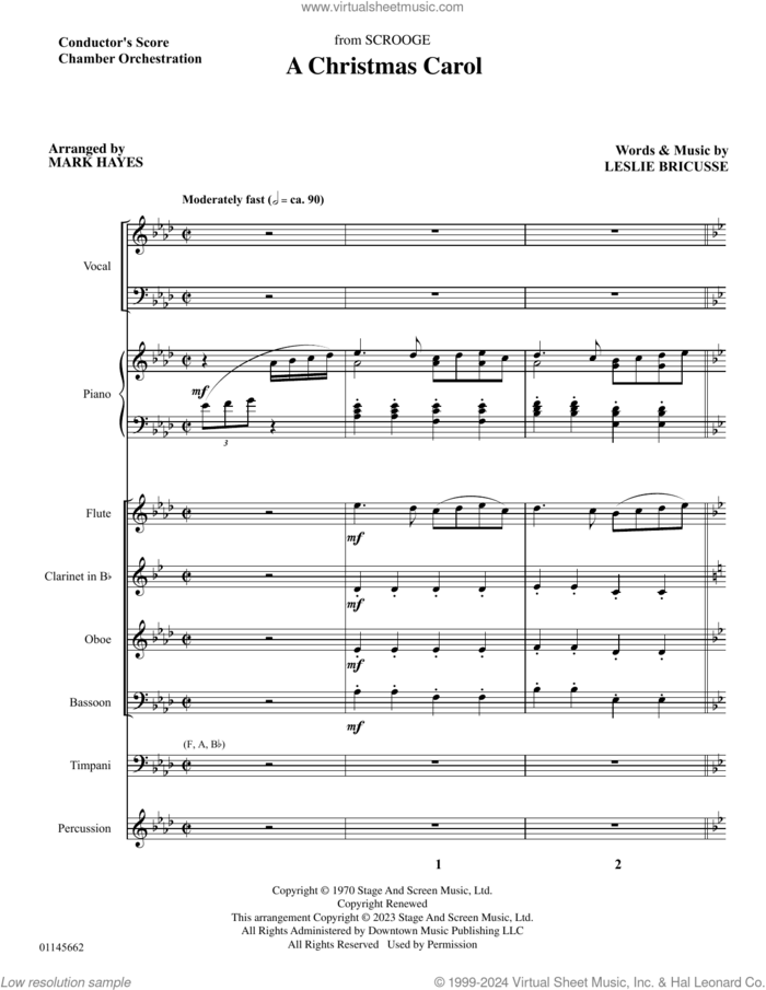 A Christmas Carol (from Scrooge) (arr. Mark Hayes) (COMPLETE) sheet music for orchestra/band by Leslie Bricusse and Mark Hayes, intermediate skill level