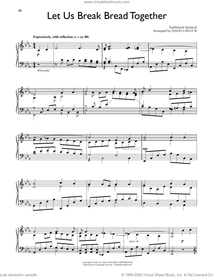 Let Us Break Bread Together (arr. David Lantz III) sheet music for piano solo  and David Lanz, intermediate skill level