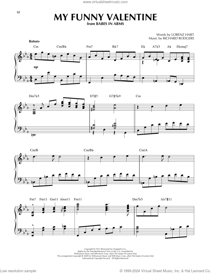 My Funny Valentine (arr. Brent Edstrom) [Jazz version] sheet music for piano solo by Rodgers & Hart, Brent Edstrom, Lorenz Hart and Richard Rodgers, intermediate skill level